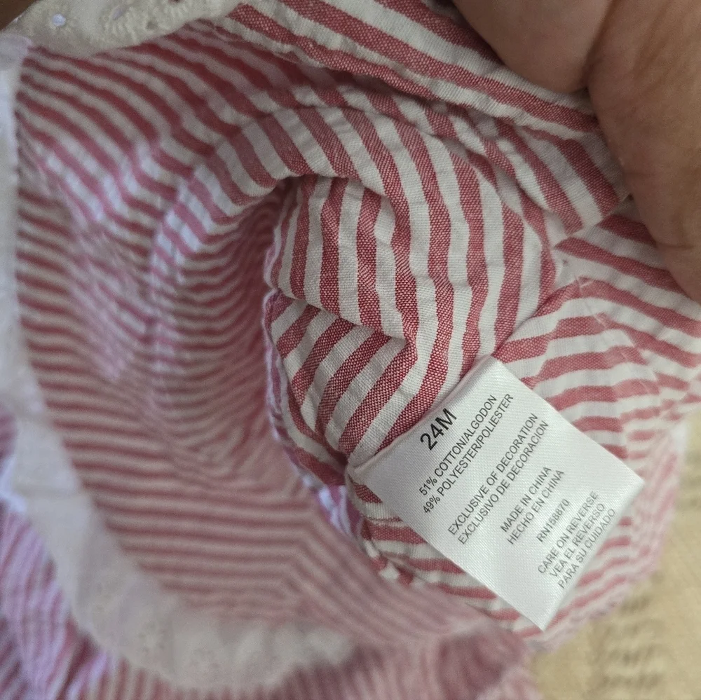 Madison Pink and White Striped Kids Dress with Lace